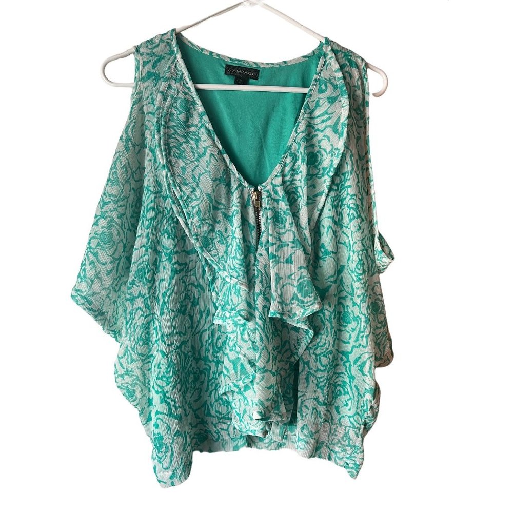 Rampage Brand XL 100% Polyester Green and White Top